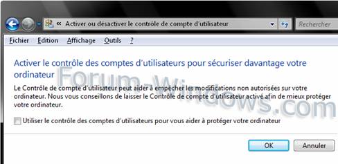 Contrôle des comptes utilisateurs Windows Vista